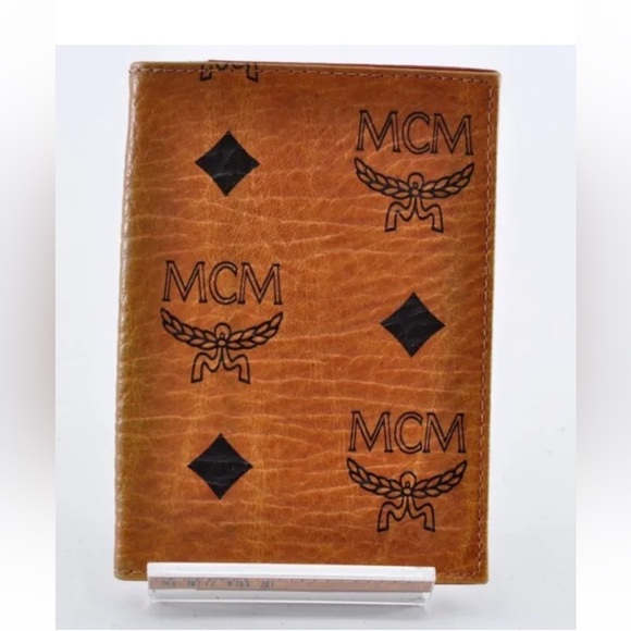 MCM Visetos Card Case Leather Brown Used Authentic GUC - Picture 1 of 8